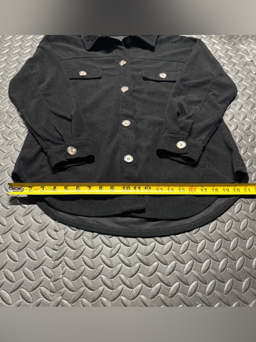 Black Ribbed Button Front Shacket Jacket Women’s Small - Picture 7 of 10